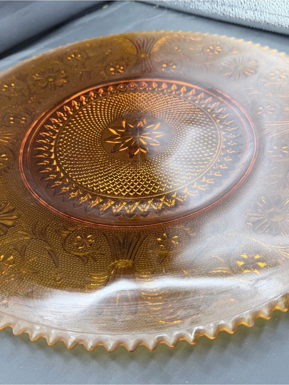 Indiana Glass~Tiera~Amber~16”~Torte Serving Platter~